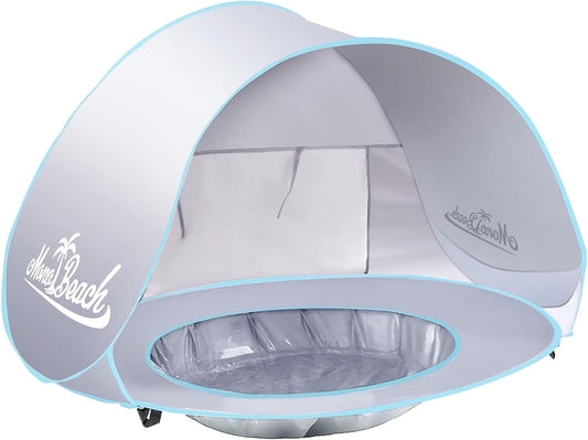 Monobeach Baby Beach Tent Pop Up Portable Shade Pool UPF50+ UV Protection (Silver)