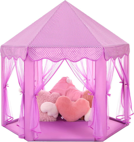 Monobeach Princess Tent Girls Large Playhouse Kids Castle Play Tent with Star Lights (Purple)