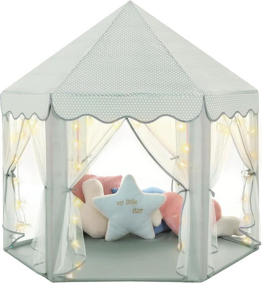 Monobeach Princess Tent Girls Large Playhouse Kids Castle Play Tent with Star Lights Gift (Celadon)