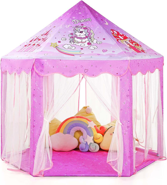 Monobeach Princess Tent Girls Unicorn Large Playhouse Kids Castle Play Tent with Star Lights Gift Toy