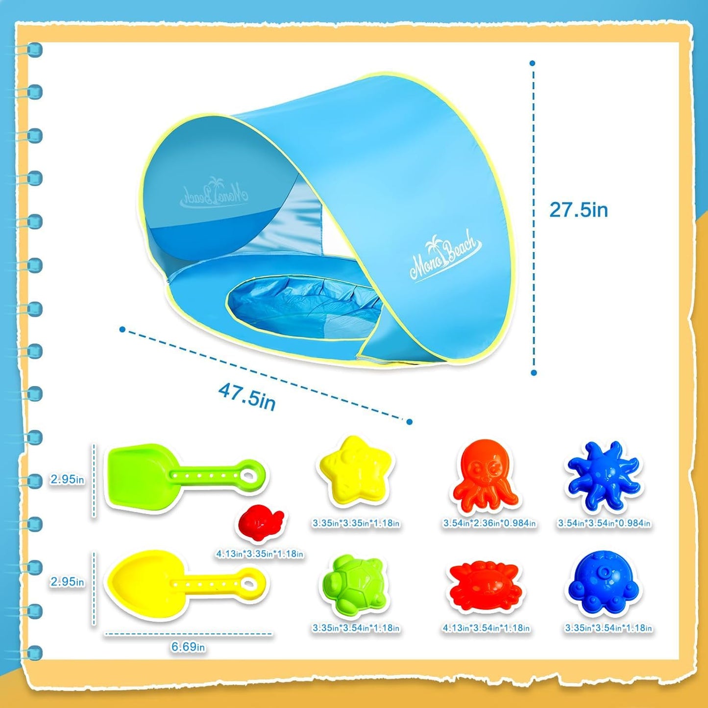 Monobeach Baby Beach Tent Pop Up Portable Shade Pool UV Protection Sun Shelter for Infant