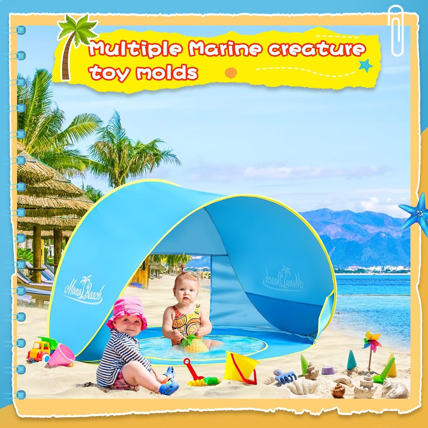 Monobeach Baby Beach Tent Pop Up Portable Shade Pool UV Protection Sun Shelter for Infant