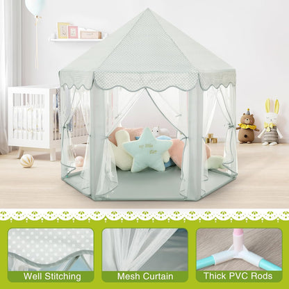 Save 31% Monobeach White Princess Tent & Celadon Princess Tent Girls Large Playhouse Kids Castle Play Tent with Star Lights