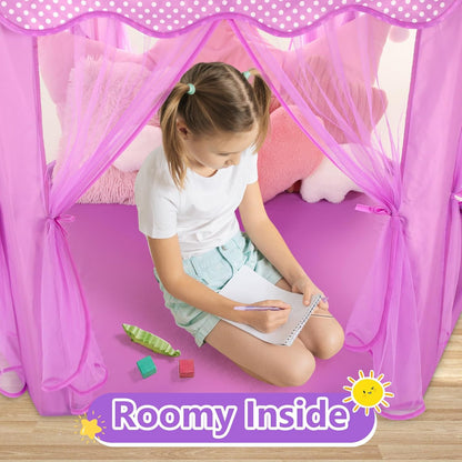 Save 31% Monobeach White Princess Tent & Purple Princess Tent Girls Large Playhouse Kids Castle Play Tent with Star Lights