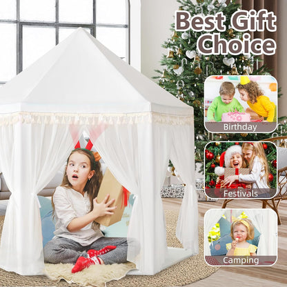 Save 31% Monobeach White Princess Tent & Purple Princess Tent Girls Large Playhouse Kids Castle Play Tent with Star Lights