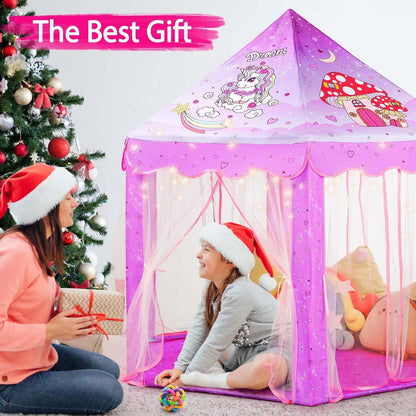 Save 25% Monobeach White Princess Tent & Unicorn Princess Tent Girls Large Playhouse Kids Castle Play Tent with Star Lights