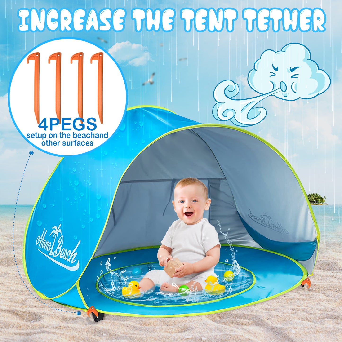 Monobeach Baby Beach Pop Up Pool Tent