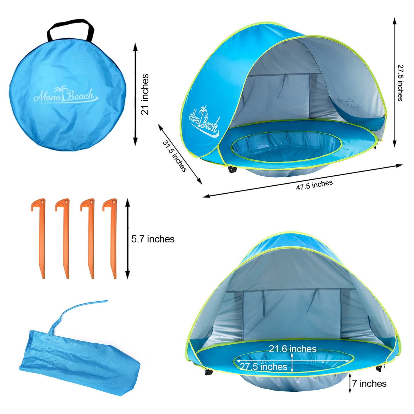 Monobeach Baby Beach Pop Up Pool Tent
