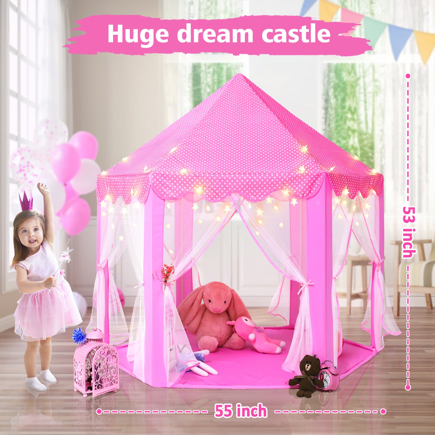 Monobeach Princess Tent Girls with Star Lights