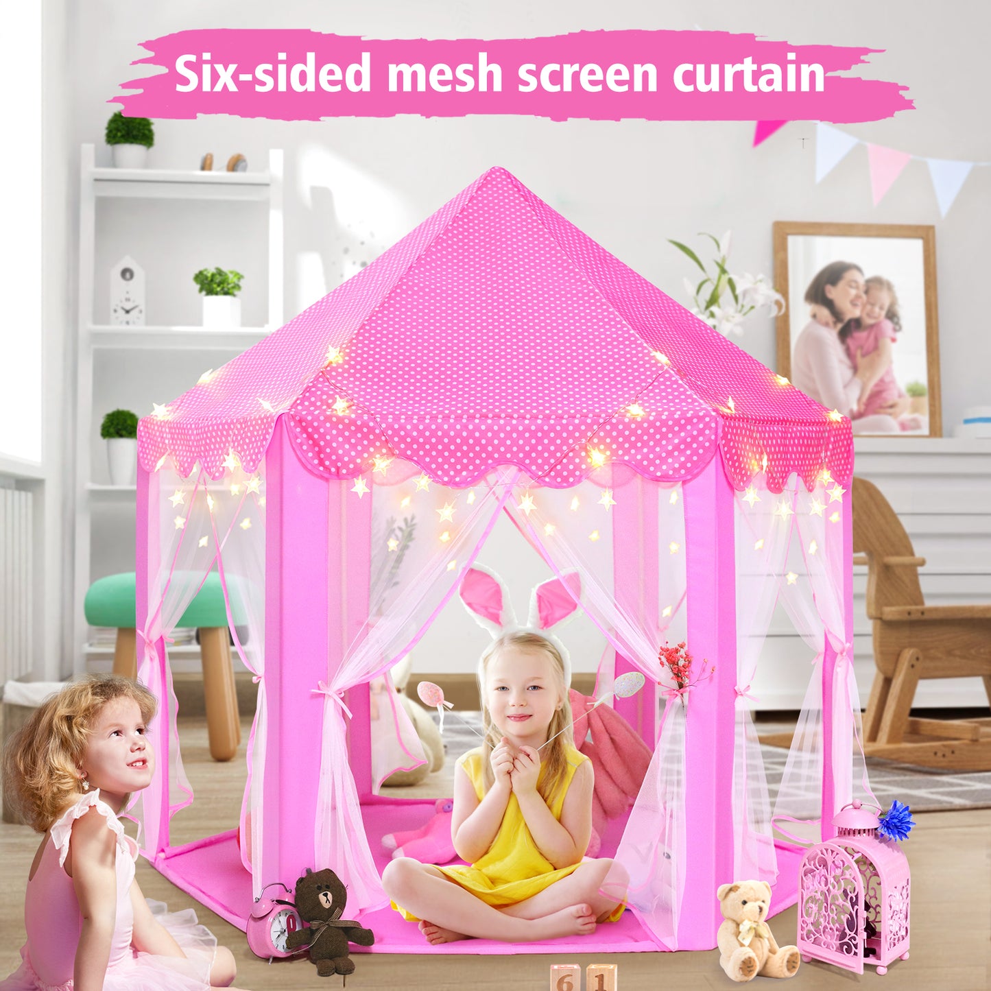 Monobeach Princess Tent Girls with Star Lights