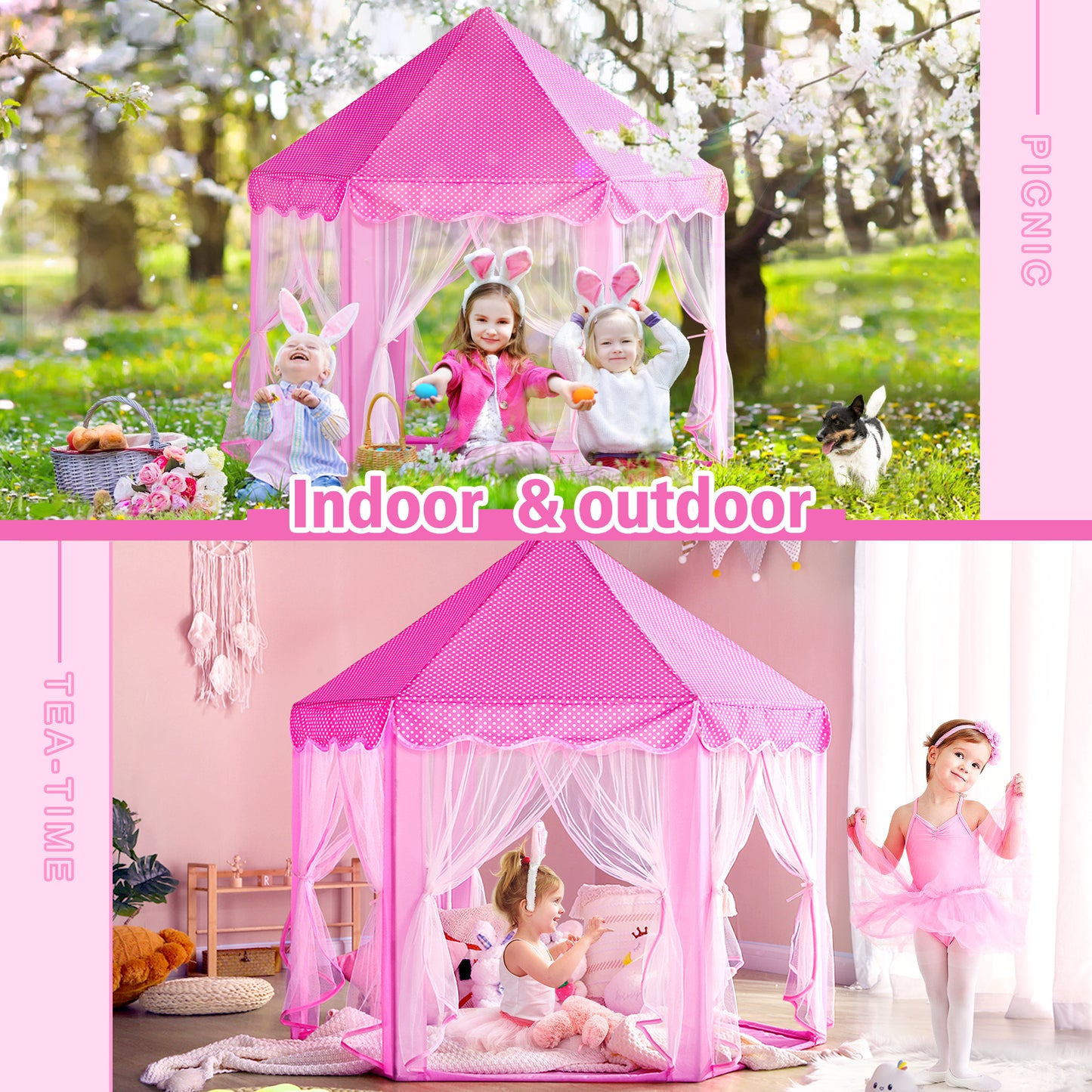 Monobeach Princess Tent Girls with Star Lights